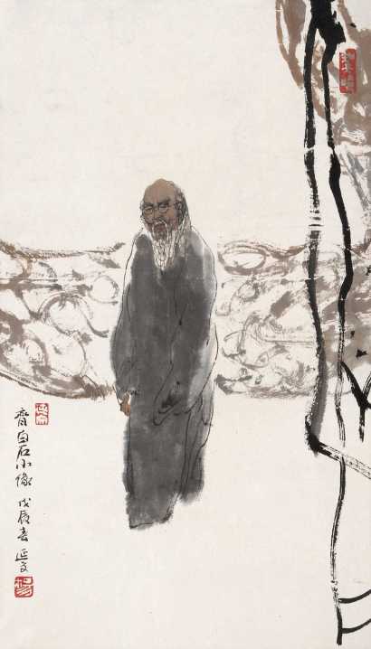 杨延文 戊辰（1988年）作 齐白石小像 镜心